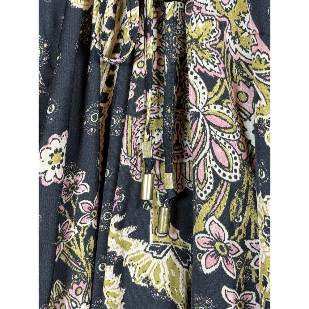 Free People Arzel Mini Dress Black Combo Paisley Festival Boho V Neck XS - Picture 6 of 16